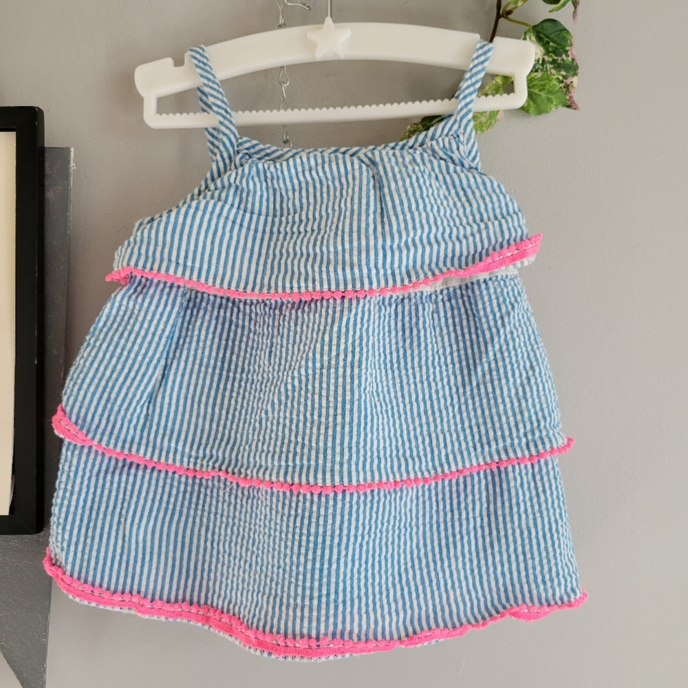 Baby Boden‎ Girl's Stripe Tiered Pom Trim Top 18-24 Months